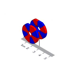 1002304 - Twist/Release Polymagnet pair - Long Range - 45 degree - M4 ctsk - 1" diameter