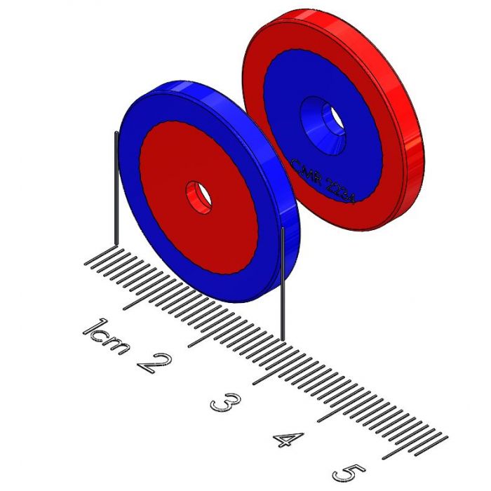 1002306 - Center Alignment Polymagnet pair, Long Range, #6 CTSK, 1" Diameter