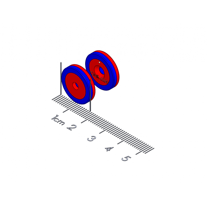 1002311 - Center Alignment Polymagnet pair, Long Range, #6 CTSK, 0.63" Diameter